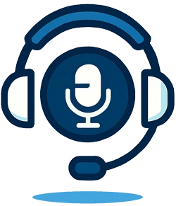 Headphones and Mic representing Support